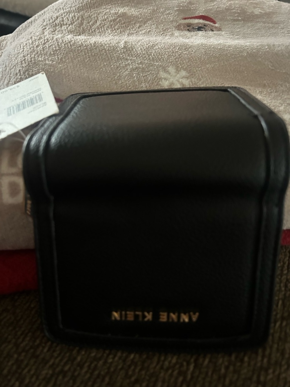 Anne Klein Black Leather Zip-Around Wallet with Gold Logo - Picture 7 of 7